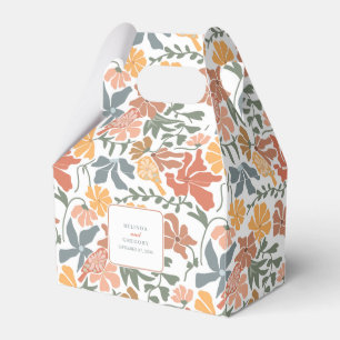 Abstracte Bloemen & Vogels Mid Century Modern Wedd Bedankdoosjes
