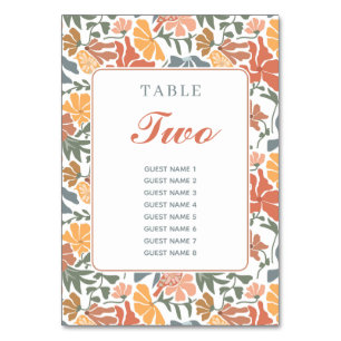 Abstracte Bloemen & Vogels Mid Century Modern Wedd Kaart