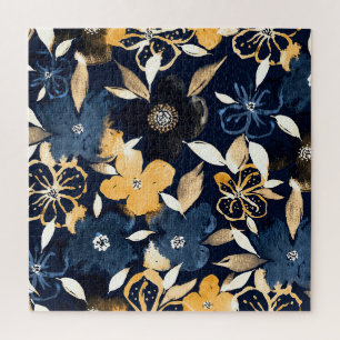 Abstracte bloemen: Waterverf Herhalingspatroon Legpuzzel