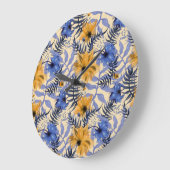 Abstracte Bloemen: Waterverf Modern Pattern Grote Klok (Hoek)