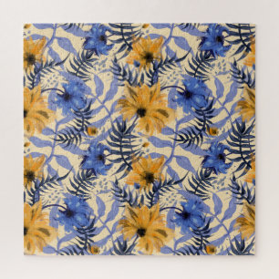 Abstracte Bloemen: Waterverf Modern Pattern Legpuzzel