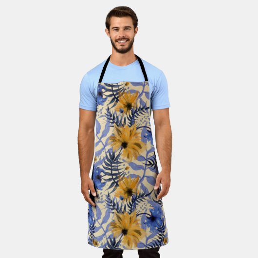 Abstracte Bloemen: Waterverf Modern Pattern Schort (Gedragen)