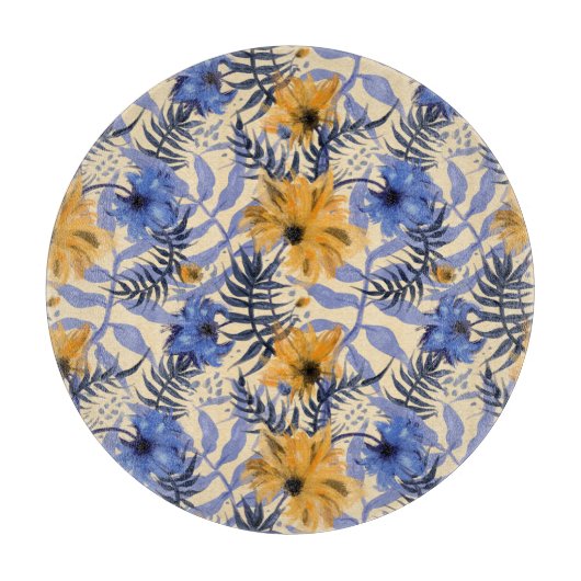 Abstracte Bloemen: Waterverf Modern Pattern Snijplank (Voorkant)