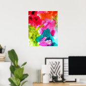 Abstracte bloemen waterverf poster (Thuiskantoor)
