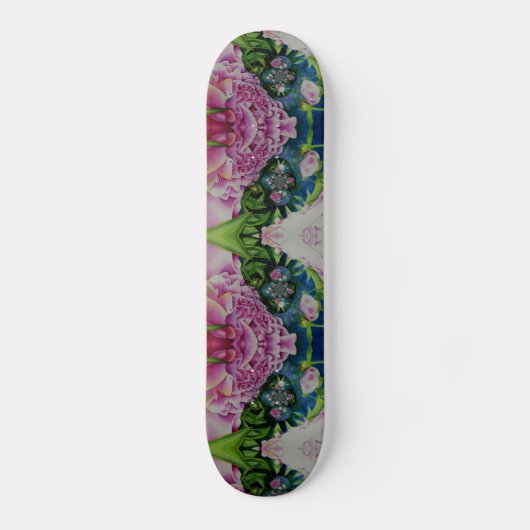 Abstracte Bloemen waterverf Schilderij Retro Boho Skateboard (Voorkant)