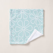 Abstracte bloemen wit op Euck Blue Bad Handdoek (Wasdoekje)