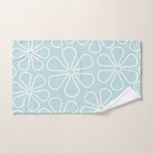 Abstracte bloemen wit op Euck Blue Bad Handdoek (Handdoek)