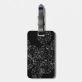 Abstracte bloemen, zwart en wit bagagelabel (Achterkant verticaal)