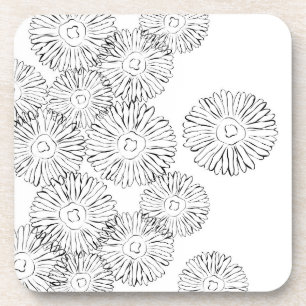 Abstracte bloemen, zwart en wit bier onderzetter