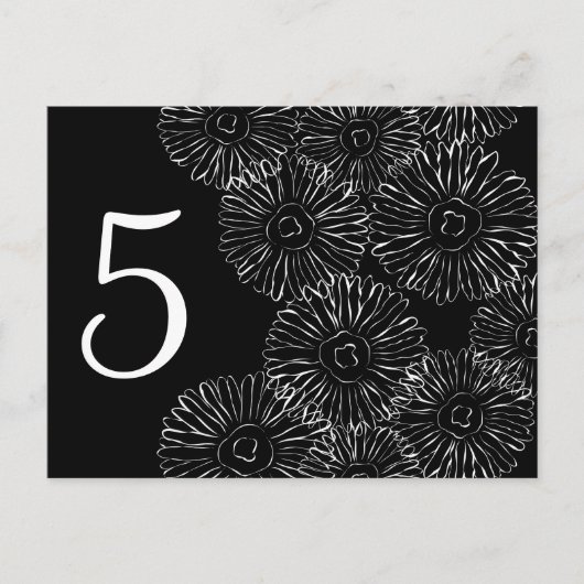 Abstracte bloemen, zwart en wit briefkaart (Voorkant)