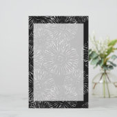 Abstracte bloemen, zwart en wit briefpapier (Staand voorkant)