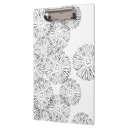 Abstracte bloemen, zwart en wit klembord (Links)
