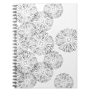 Abstracte bloemen, zwart en wit notitieboek