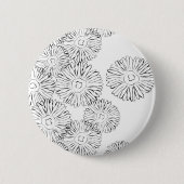 Abstracte bloemen, zwart en wit ronde button 5,7 cm (Voorkant)