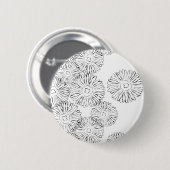 Abstracte bloemen, zwart en wit ronde button 5,7 cm (Voorkant /achterkant)