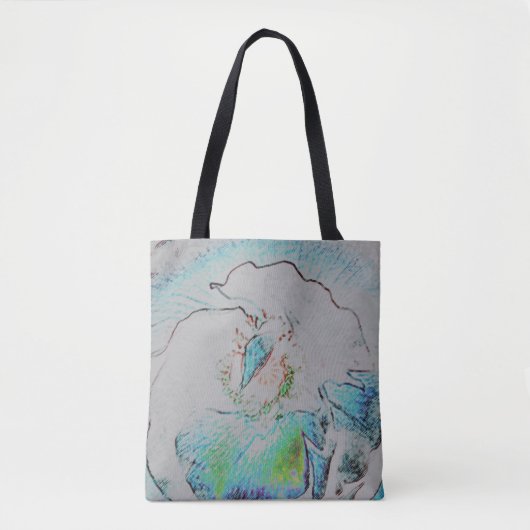 Abstracte bloemenafdruk in groene blauwe groene kr tote bag (Voorkant)