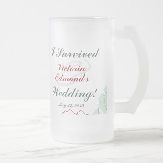 Abstracte bloemenbruiloft souvenir matglas bierpul (Rechts)