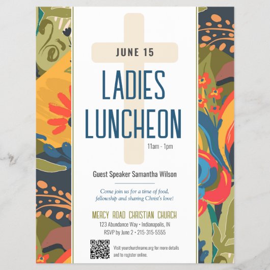 Abstracte Bloemendames Kerk Lunch Flyer (Voorkant)