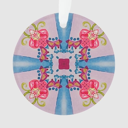 Abstracte Bloemenkruis Acryl Ornament (voorkant)