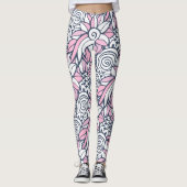 Abstracte bloemenpatroon leggings (Voorkant)