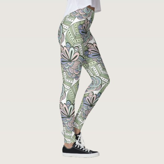 Abstracte bloemenpatroon leggings (Rechts)
