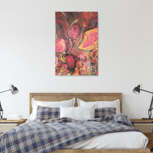 Abstracte bloemenschilderij Print (Insitu (Slaapkamer))