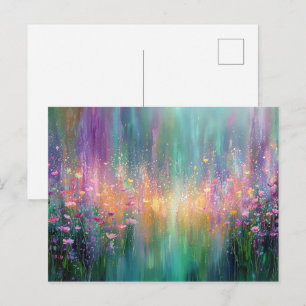 Abstracte bloemenschildering met levendige kleuren briefkaart