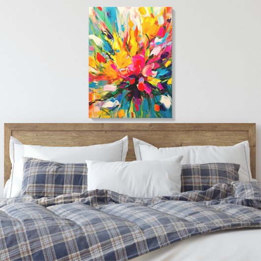Abstracte Bloemensymfonie Fine Art Canvas Afdruk (Insitu (Slaapkamer))