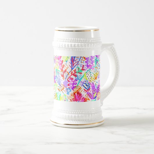 Abstracte bloementepatronen met een kleur bierpul (Voorkant rechts)