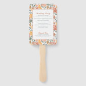 Abstracte bloemenvogels Mid Century Trouwprogramma Handwaaier (Achterkant)