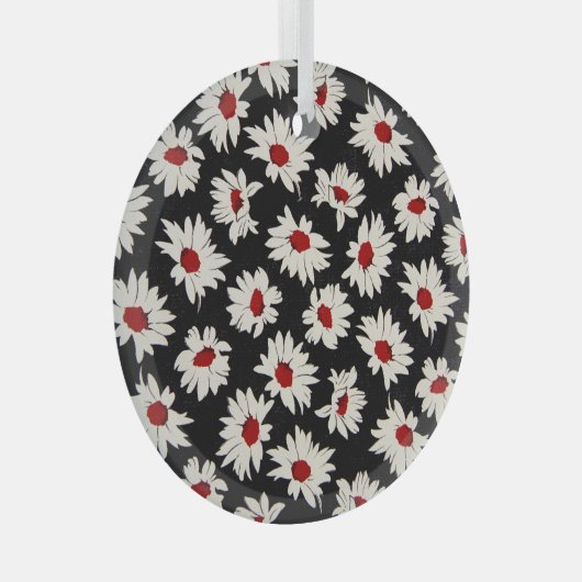 Abstracte bloemetjes, een kunstzinnig waterverf pa glas ornament (Voorkant Rechts)