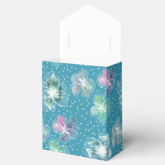 Abstracte bloemetjes op mooie lichtblauwe tinten bedankdoosjes (Geopend)