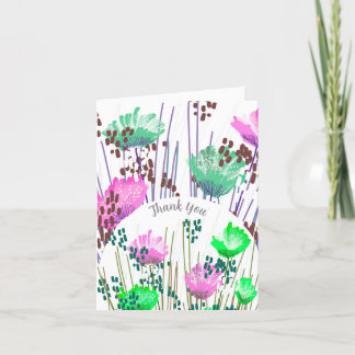Abstracte Bloemige Botanische Bedankkaart
