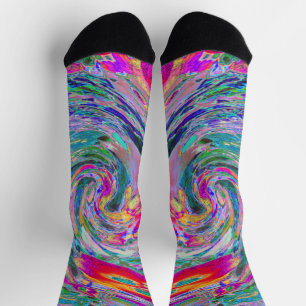 Abstracte Bloemige Psychedelische Regenboog Kleurg Sokken