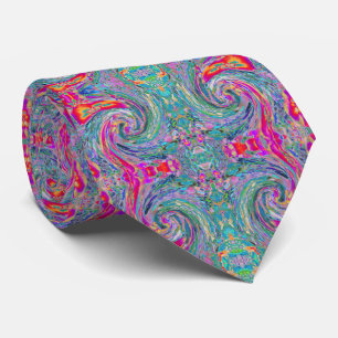 Abstracte Bloemige Psychedelische Regenboog Kleurg Stropdas