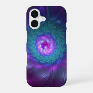 Abstracte bloemige schoonheid kleurrijke fractale iPhone 16 hoesje