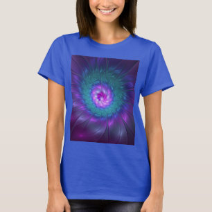 Abstracte bloemige schoonheid kleurrijke fractale t-shirt