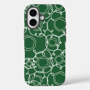 Abstracte bloemmatrix (donkergroen) fijne kunst iPhone 16 hoesje