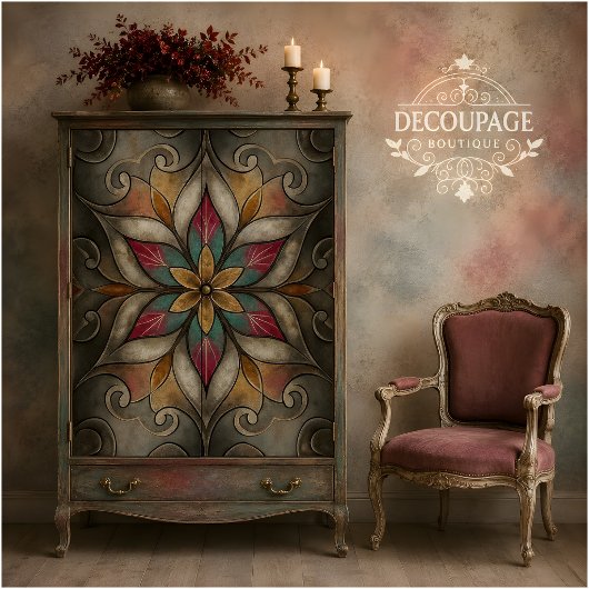 Abstracte bloemmozaïekdecoupage tissuepapier