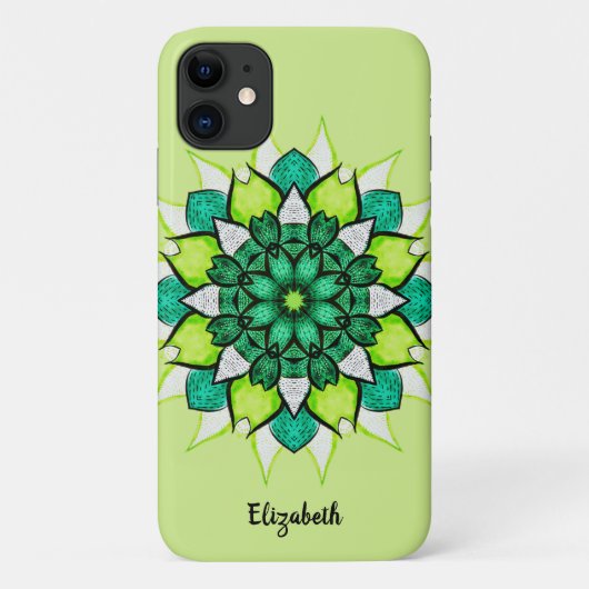 Abstracte bloemnaam mandala groene naam Case-Mate iPhone case (Achterkant)