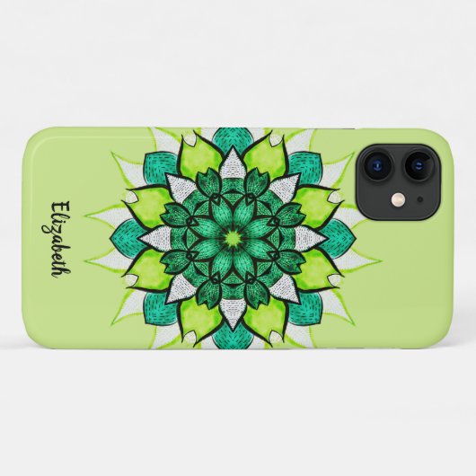 Abstracte bloemnaam mandala groene naam Case-Mate iPhone case (Achterkant (horizontaal))