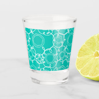 ABSTRACTE BLOEMPATROON IN TEAL SHOT GLAS