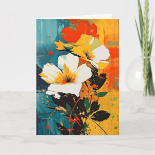 Abstracte bloemprint bedankkaart