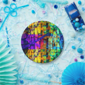 Abstracte blokjes paars papieren bordje (Feest)