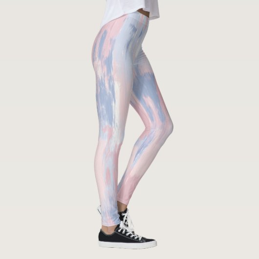 Abstracte Blos en Blauwe Verfstreken Leggings (Rechts)