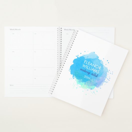 Abstracte Blot voor Chic Modern Blue Waterverf Planner (Display)