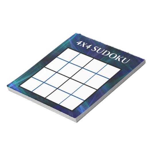 Abstracte Blue 4x4 Sudoku-Sjabloon Notitieblok (Gedraaid)