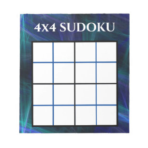 Abstracte Blue 4x4 Sudoku-Sjabloon Notitieblok