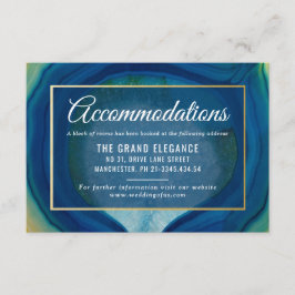Abstracte Blue Agate Pattern Huwelijksaccommodatie Informatiekaartje