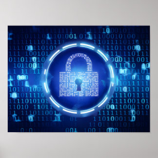 Abstracte Blue Binary Data Achtergrond Poster